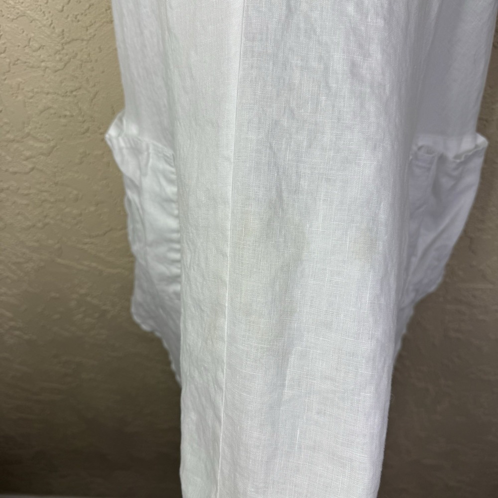 MoonLight Lagenlook Linen Tank Top Womens M/L Asymmetrical Large Button Pockets - Picture 8 of 10